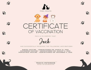 Modern Dog Vaccination Certificate Template - Edit Online & Download