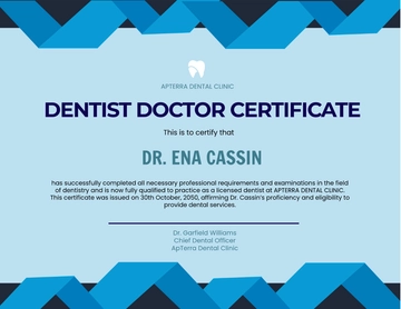 Dentist Doctor Certificate Template - Edit Online & Download