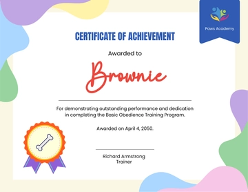 Colorful Dog School Certificate Template - Edit Online & Download
