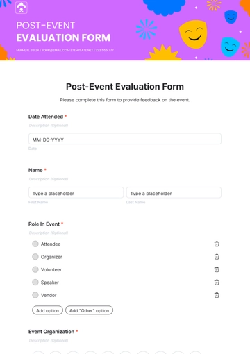 Post-Event Evaluation Form Template - Edit Online & Download