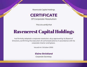 Certificate of Corporate Resolution Template - Edit Online & Download