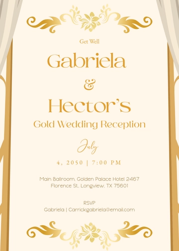 Golden Wedding Reception Invitation Template - Edit Online & Download