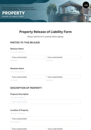 Property Release of Liability Form Template - Edit Online & Download