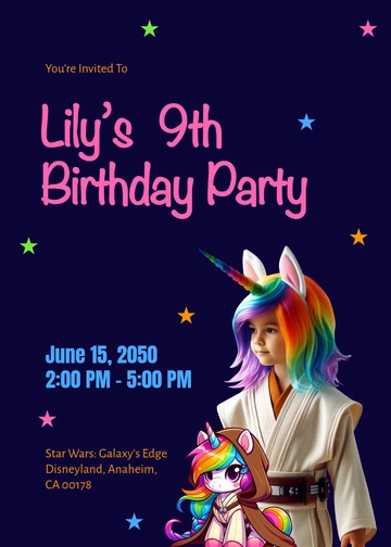 Star Wars Invitation with Unicorn Background Template - Edit Online & Download