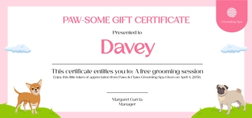 Pink Dog Gift Certificate Template - Edit Online & Download