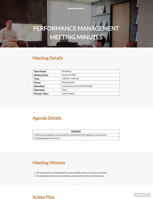 Performance Management Meeting Minutes Template