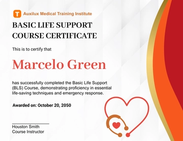 Basic Life Support Course Certificate Template - Edit Online & Download
