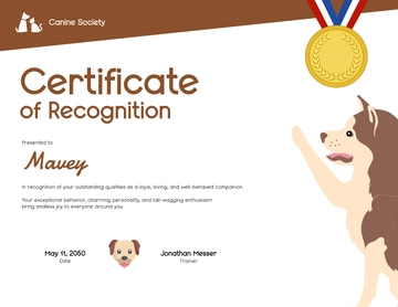 Canine Dog Certificate Template - Edit Online & Download