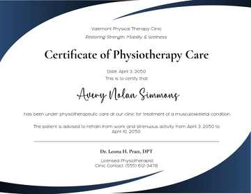 Physiotherapy Doctor Certificate Template - Edit Online & Download