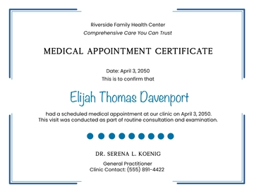 Doctor Appointment Certificate Template - Edit Online & Download