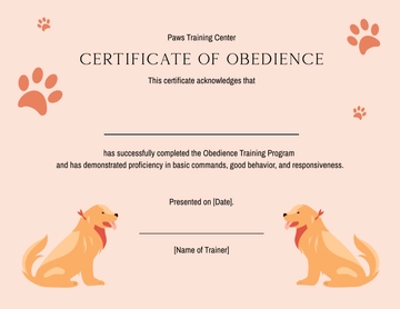 Blank Dog Certificate of Obedience Template - Edit Online & Download