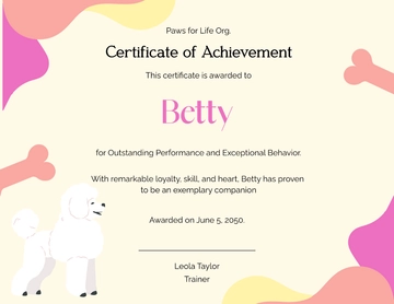 Dog Certificate Template for Girl - Edit Online & Download