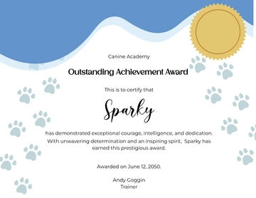 Dog Certificate Template for Boy - Edit Online & Download