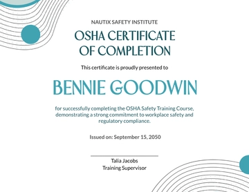 Simple OSHA Course Certificate Template - Edit Online & Download