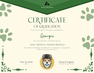 Dog Certificate of Graduation Template - Edit Online & Download