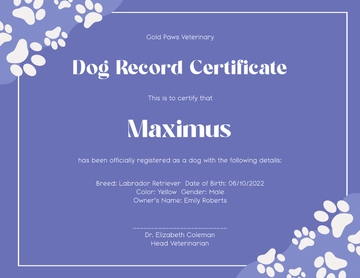 Digital Dog Records Certificate Template - Edit Online & Download