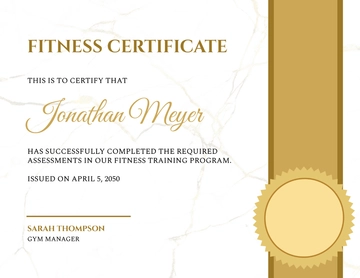 Gold Gym Fitness Certificate Template - Edit Online & Download
