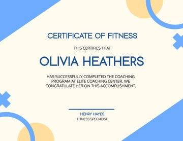 Simple Fitness Coaching Certificate Template - Edit Online & Download