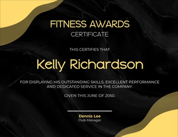 Black Fitness Award Certificate Template - Edit Online & Download