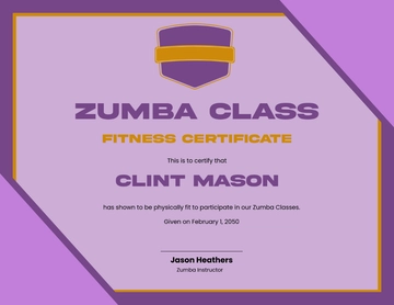 Zumba Fitness Class Certificate Template - Edit Online & Download