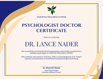Psychologist Doctor Certificate Template - Edit Online & Download