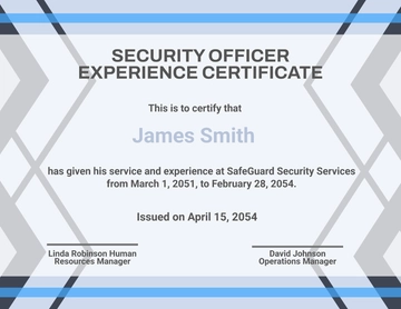 Security Officer Experience Certificate Template - Edit Online & Download