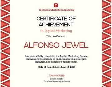 Digital Marketing Course Certificate Template - Edit Online & Download