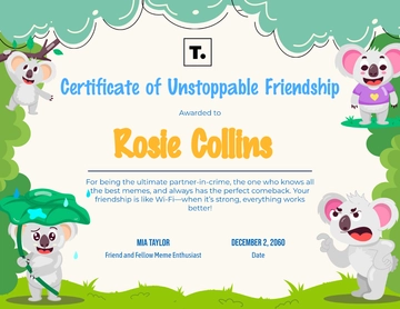 Free Funny Friendship Certificate Template to Edit Online