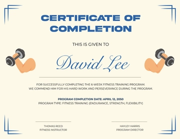 Fitness Completion Certificate Template - Edit Online & Download