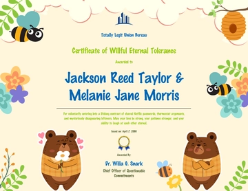 Free Modern Funny Marriage Certificate Template to Edit Online