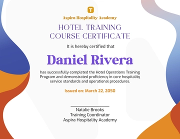 Hotel Training Course Certificate Template - Edit Online & Download