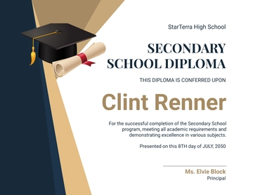 Secondary School Diploma Certificate Template - Edit Online & Download