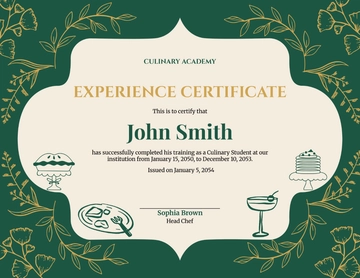 Cooking School Experience Certificate Template - Edit Online & Download