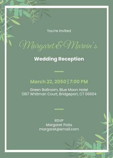  Funny Greenery Wedding Reception Invitation Template - Edit Online & Download