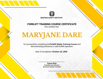 Forklift Training Course Certificate Template - Edit Online & Download