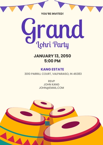 Simple Lohri Party Invitation Template - Edit Online & Download