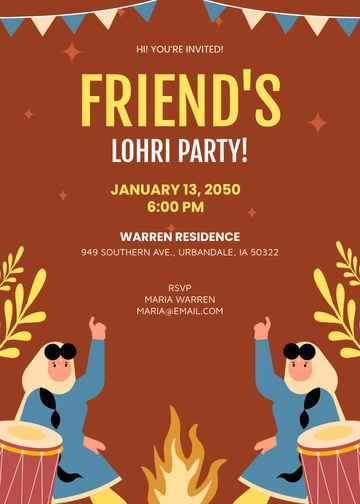 Lohri Invitation Template for Friends - Edit Online & Download
