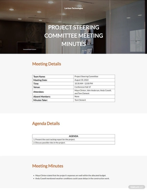 project steering committee meeting minutes template