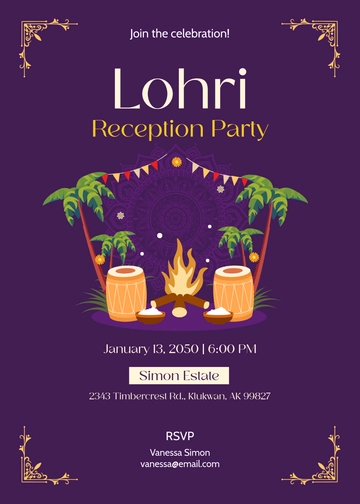 Creative Lohri Reception Invitation Template - Edit Online & Download