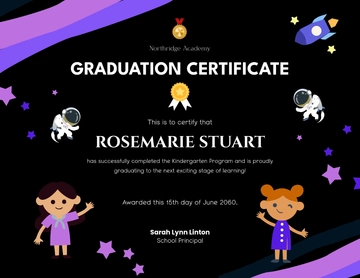 Free Black Background Kids Graduation Certificate Template to Edit Online
