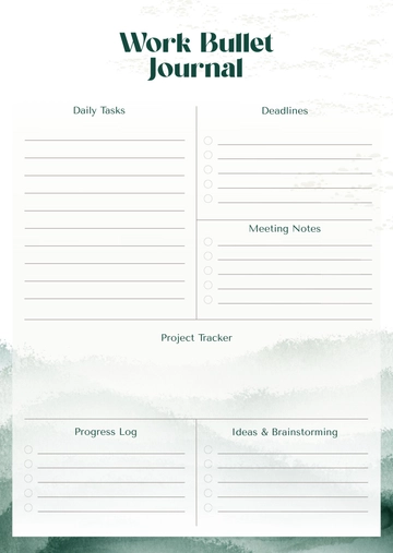 Work Bullet Journal Template - Edit Online & Download