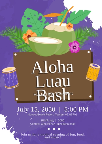 Creative Aloha Luau Invitation Template - Edit Online & Download Creative Aloha Luau Invitation Template - Edit Online & Download
