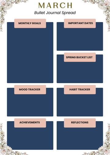 March Bullet Journal Spread Template - Download | Template.net