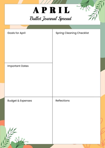 April Bullet Journal Spread Template - Download | Template.net
