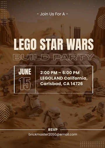 Lego Themed Star Wars Invitation Template - Edit Online & Download