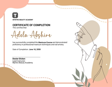 Aesthetic Manicure Course Certificate Template - Edit Online & Download