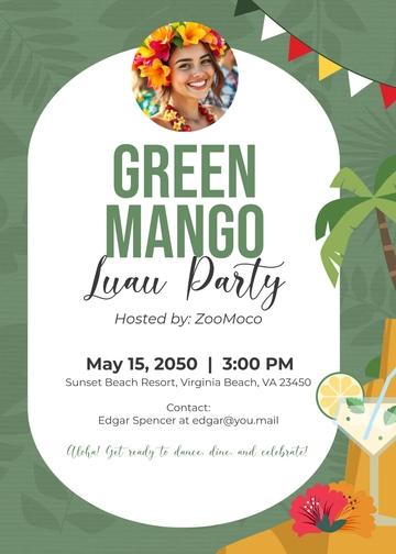 Green Mango Luau Invitation Template - Edit Online & Download Green Mango Luau Invitation Template - Edit Online & Download