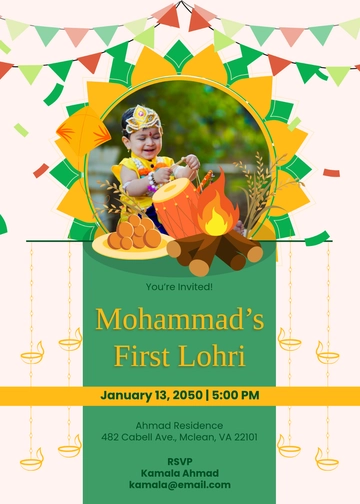 Lohri Invitation Template for Baby Boy - Edit Online & Download