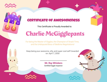 Colorful Funny Certificate Template for Kids - Edit Online & Download