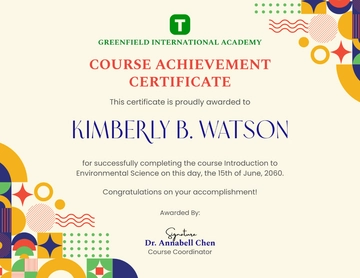 Course Achievement Certificate Template - Edit Online & Download